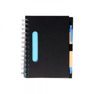 LIBRETA ECOLOGICA NEGRA CON PLUMA SIDNEY personalizada